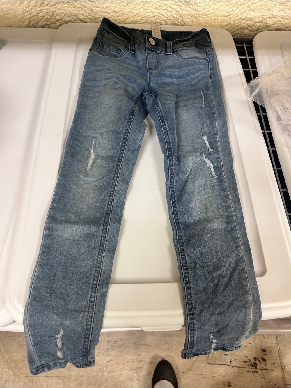 Justice Girls Light Blue Distressed jeggings